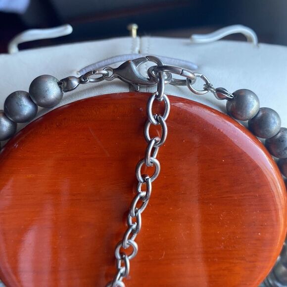 Multilayered Spiked Blue Shell Necklace - Picture 8 of 9